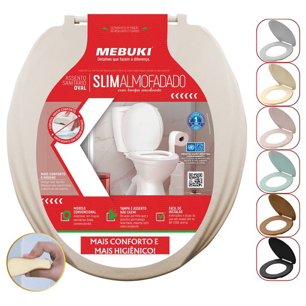 Assento Saniário Almofadado Oval Salmão Para O Vaso Modelo Ja