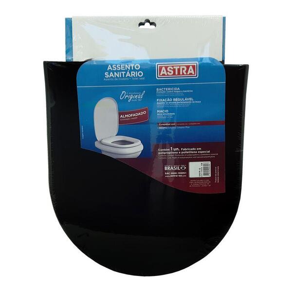 Assento Sanitário Almofadado Astra Calypso Preto Para Vaso In