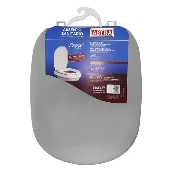 Assento Sanitário Almofadado Astra Sabatini Cinza Claro Para