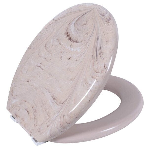 Assento Sanitário Almofadado Oval Tpk Astra Bege Marmorizado