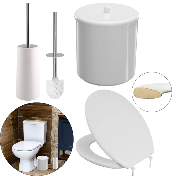 Assento Sanitário Almofadado Slim Branco + Lixeira Branca 6l