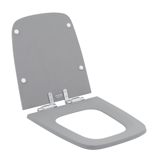 Assento Sanitário Boss Poliéster Cinza Fosco Fechamento Suave Policlass