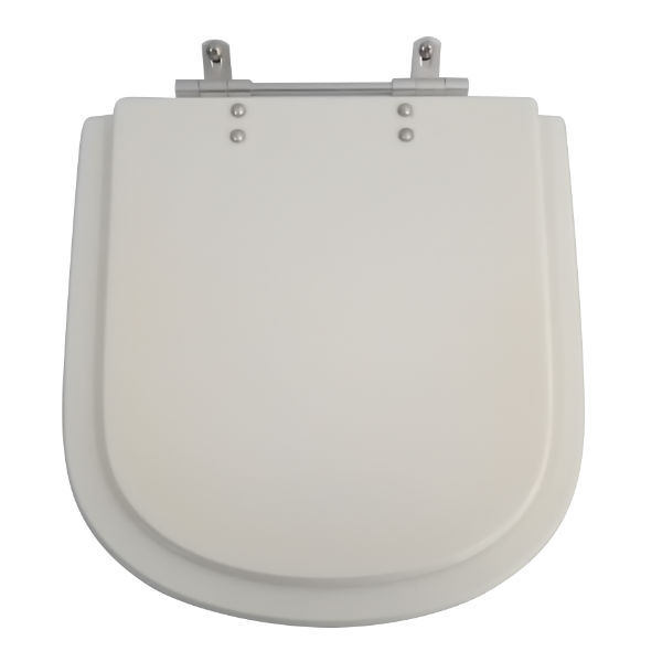 Assento Sanitário Póliester Branco Fechamento Comum Fixação Prata para Vaso Celite Life