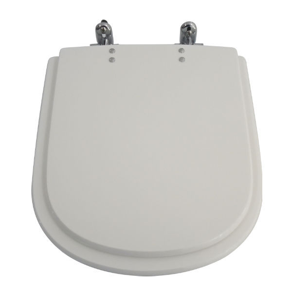 Assento Sanitário Póliester Branco Fechamento Comum Fixação Prata para Vaso Deca Vogue Plus