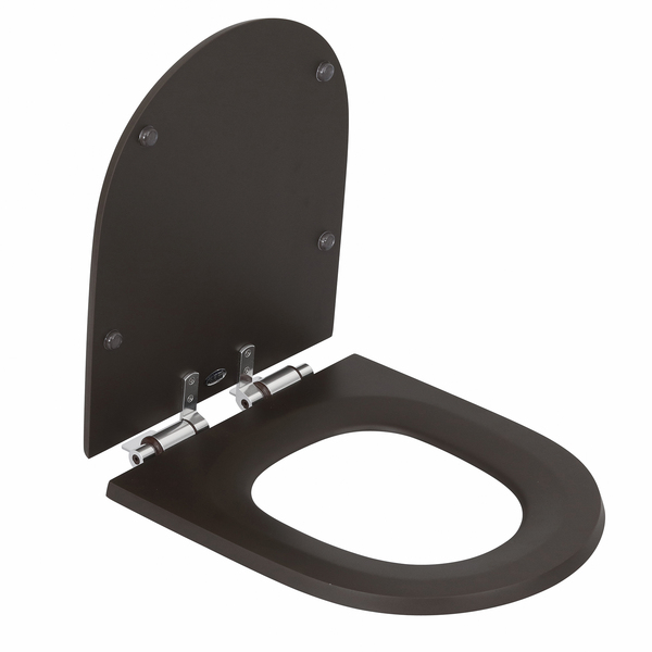 Assento Sanitário Carrara Poliéster Marrom Fosco Fechamento Suave Policlass