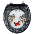 Assento Sanitário Convencional  E  Lixeira  Decoradas Preto