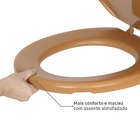 Assento Sanitário Convencional Polipropileno Almofadado Fechamento Comum Caramelo Sensea