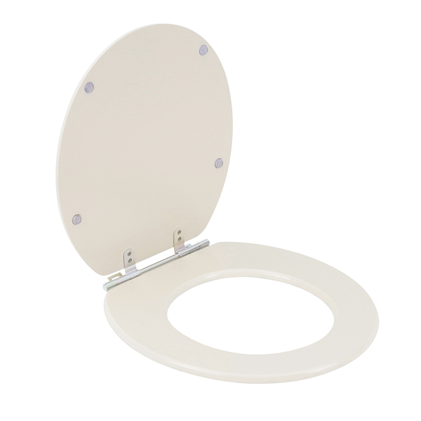 Assento Sanitário Convencional MDF Creme Fechamento Comum Sensea