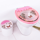 Assento Sanitário Convencional Oval Decorada Rosa