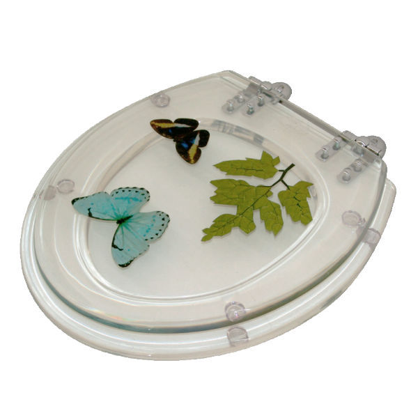 Assento Sanitário Póliester Cristal Fechamento Comum Fixação Prata para Vaso Celite Qualquer vaso oval