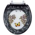 Assento Sanitário Decorado Borboleta Azalea Preto Celite