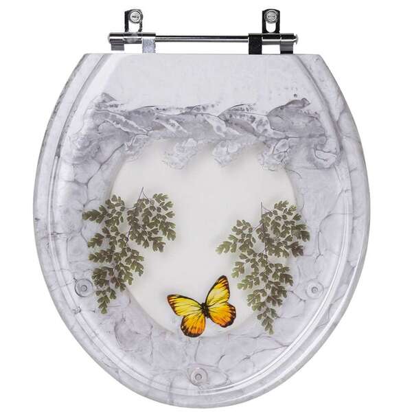 Assento Sanitário Decorado Borboleta Ravena Branco Vaso Deca