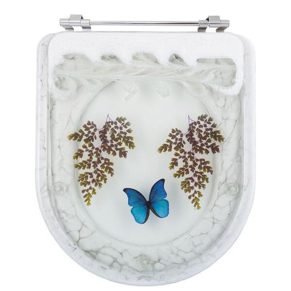 Assento Sanitário Decorado Calypso Com Borboleta Azul Para Va