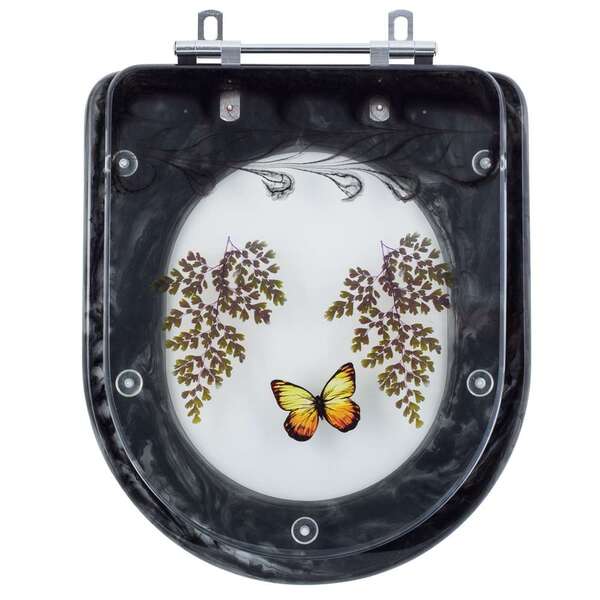 Assento Sanitário Decorado Riviera Preto Para Vaso Celite