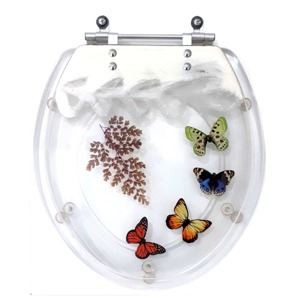Assento Sanitário Decorado Sabará P/ Icasa Borboletas Branco