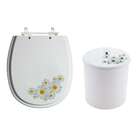 Assento Sanitario E Lixeira Decorado Margaridas Para Vaso Con