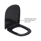 Assento Sanitário Etna Polipropileno Preto Fechamento Suave Tupan