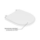Assento Sanitário Formatos Calypso com Fechamento Comum Quadrado MDF Branco Sensea