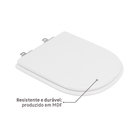 Assento Sanitário Formatos Vogue Plus e Etna com Fechamento Comum Quadrado MDF Branco Sensea