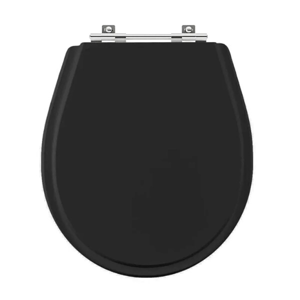 Assento Sanitário Formato Ideal Standard com Fechamento Comum Redondo em Madeira Preto Sicmol