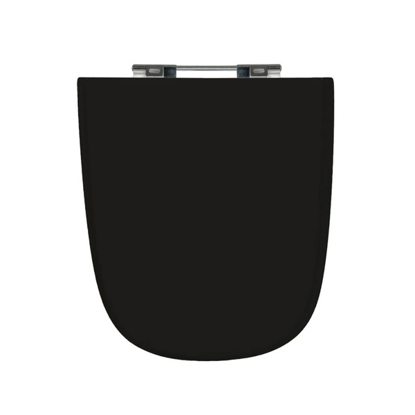 Assento Sanitário Formato Incepa com Fechamento Comum Quadrado em Madeira Preto Sicmol