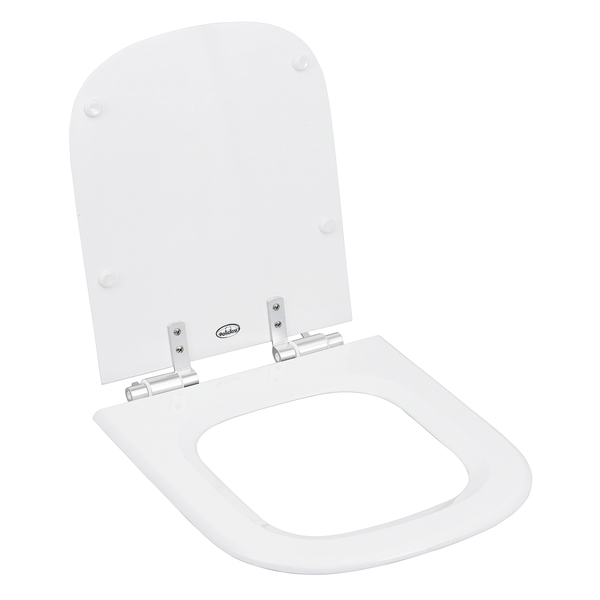 Assento Sanitário Formatos Elite com Soft Close Quadrado Poliéster Branco Policlass