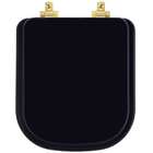 Assento Sanitário Mdf Soft Close Quadra Preto Para Vaso Deca