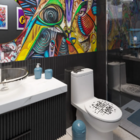 Assento Sanitário Oval Almofadado Decorado Frase "hora De Atu