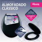 Assento Sanitario Oval Almofadado Preto Primafer