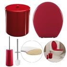 Assento Sanitário Oval Almofadado Vermelho + Lixeira Vermelha