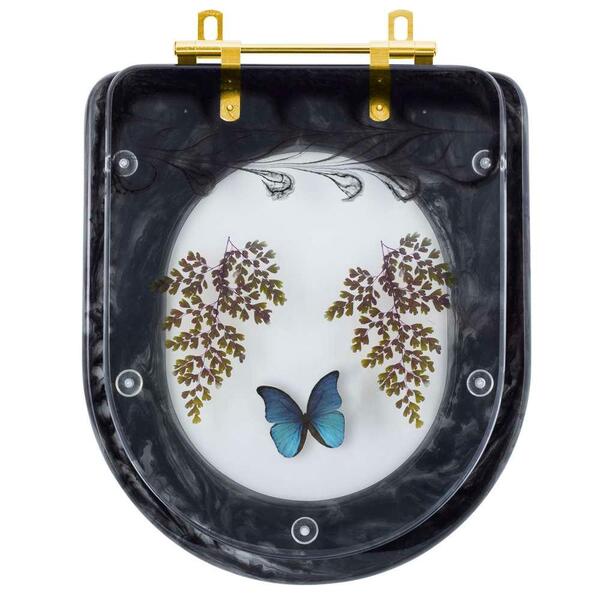 Assento Sanitario Poliester  Decorado Borboleta Azul Carrara