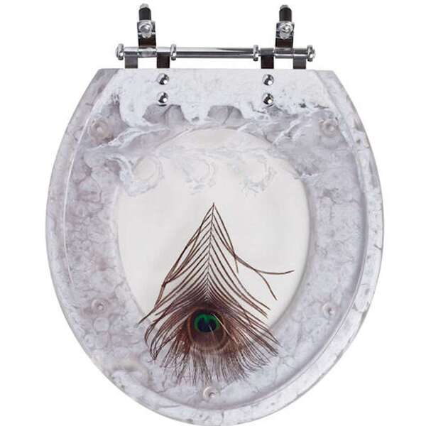 Assento Sanitario Poliester Convencional Oval Branco Decorado