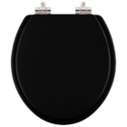 Assento Sanitário Poliéster Fechamento Lento Fiori Preto Para