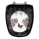 Assento Sanitário Poliester Ibiza Decorado Preto Com Borbolet
