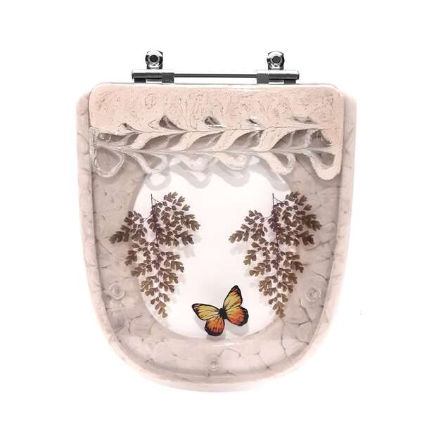Assento Sanitário Poliester Ibiza Pêssego Com Borboleta Amare