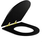 Assento Sanitário Poliéster Luxo Carrara Preto Fosco Para Vas