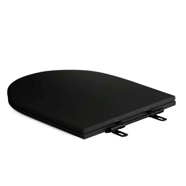 Assento Sanitário Poliéster Luxo Carrara Preto Fosco Para Vas