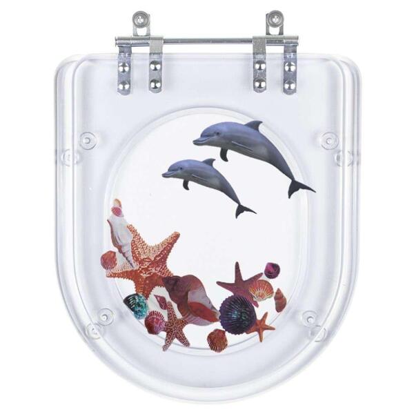 Assento Sanitário Poliester Nexo Decorado Golfinho E Conchas
