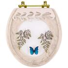 Assento Sanitário Poliester Oval Biscuit Decorado Borboleta A