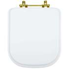 Assento Sanitário Poliéster Piano Branco Ferragem Dourada