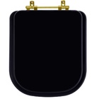 Assento Sanitário Poliester Piano Preto Fosco Fer. Dourada