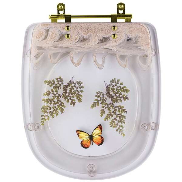 Assento Sanitário Poliéster Sabatini Decorado Borboleta Amare