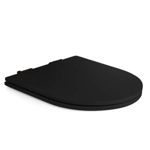 Assento Sanitário Poliester Soft Close Carrara Preto Fosco Fe