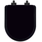 Assento Sanitário Poliéster Soft Close Nuova Preto Para Vaso