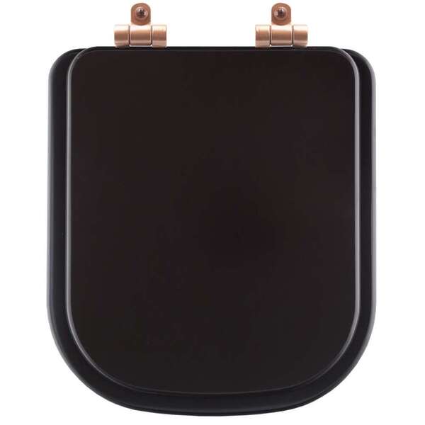 Assento Sanitário Poliéster Soft Close Piano Marrom Fosco Par