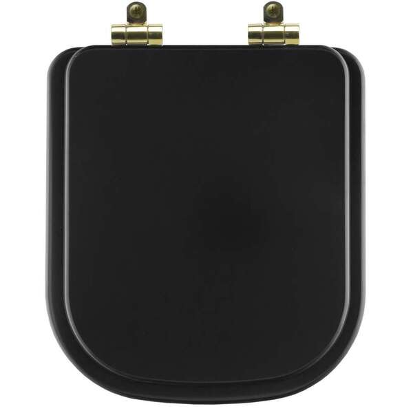 Assento Sanitário Poliéster Soft Close Quadra Preto Fosco Par