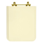 Assento Sanitário Poliester Square Bone Com Ferragem Dourada