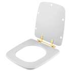 Assento Sanitário Poliéster Suite Branco Ferragem Dourada