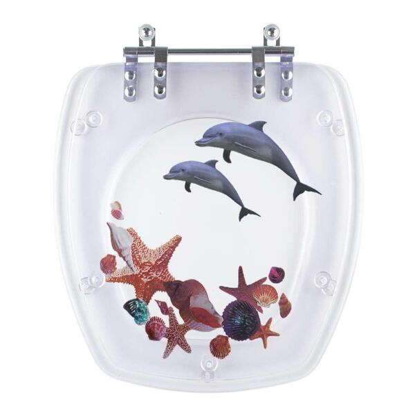Assento Sanitário Poliester Thema Decorado Golfinho E Conchas