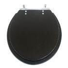 Assento Sanitário Póliester Preto Fechamento Comum Fixação Prata para Vaso Celite Qualquer vaso oval